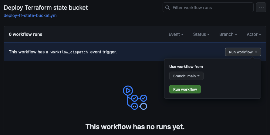 Run the state bucket workflow